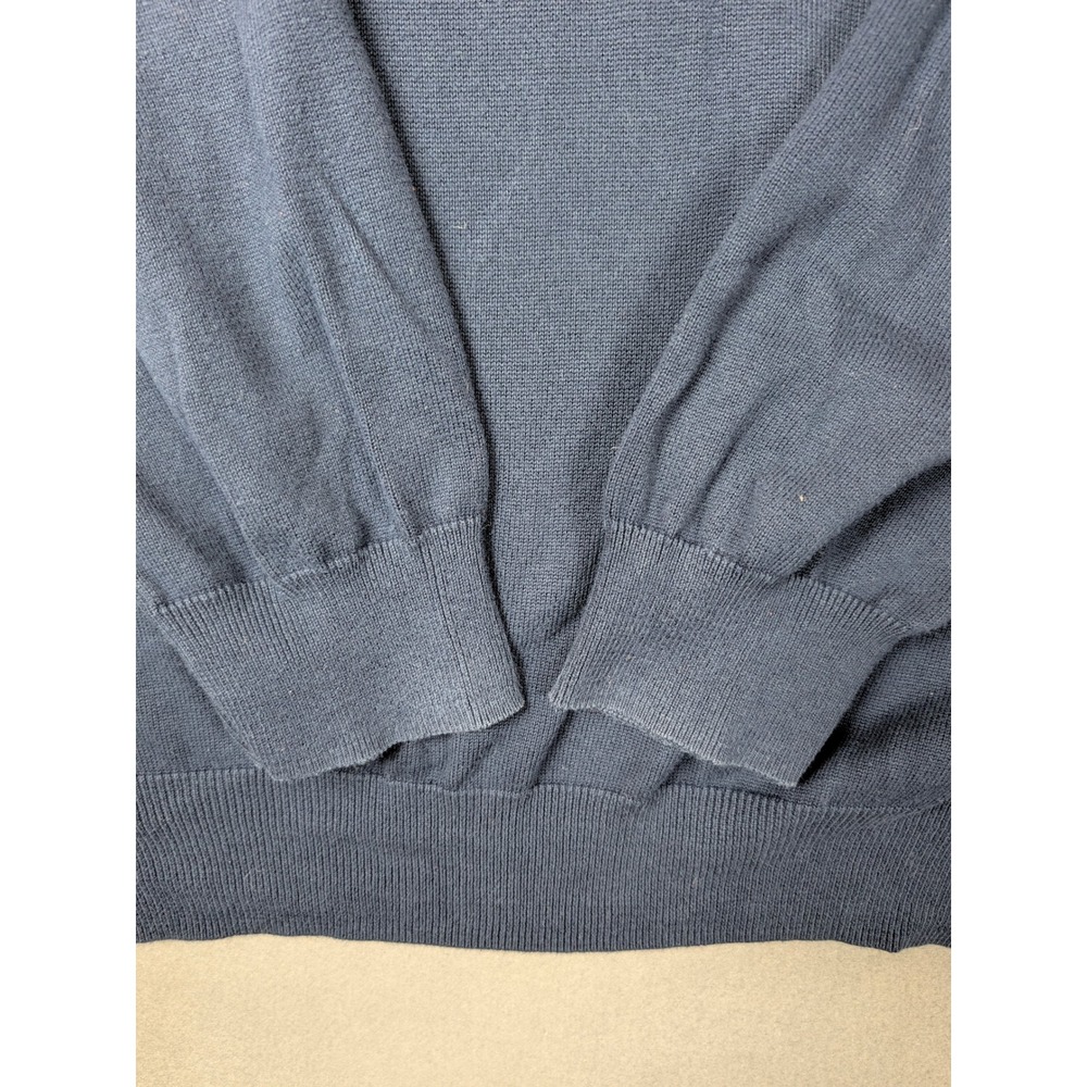 Tommy Hilfiger Mens XXL Navy Blue V-Neck Premium Cotton Knit Sweater Logo - Picture 4 of 8